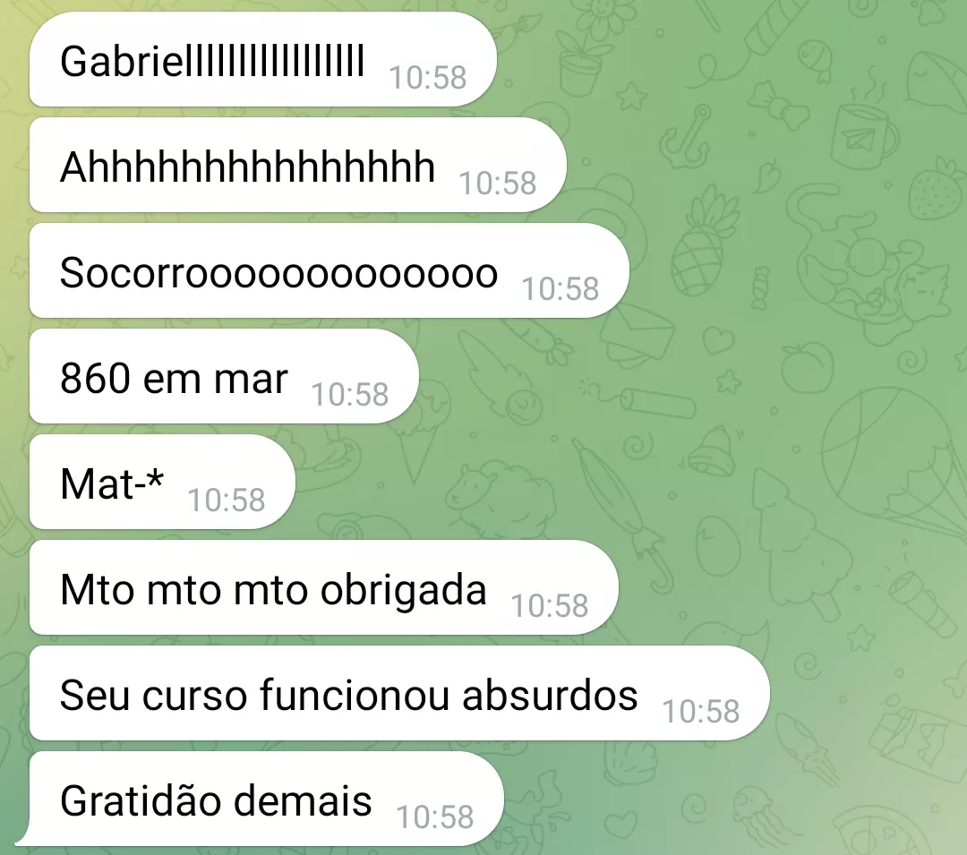 Depoimento de aluna agradecendo pelas explicações